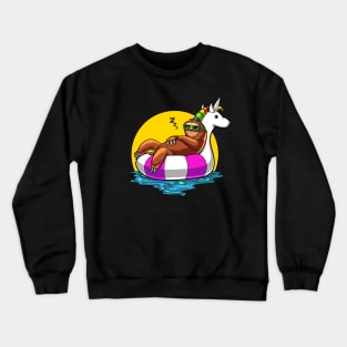 Sloth Riding Unicorn Float Crewneck Sweatshirt